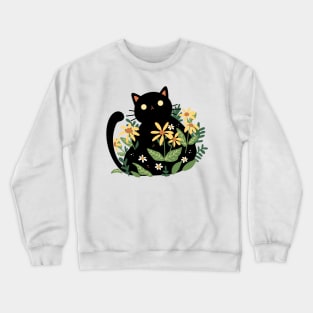 Cute Cat With Flowers | Handmade Illustration | Kawaii Design | By Atelier Serakara Crewneck Sweatshirt